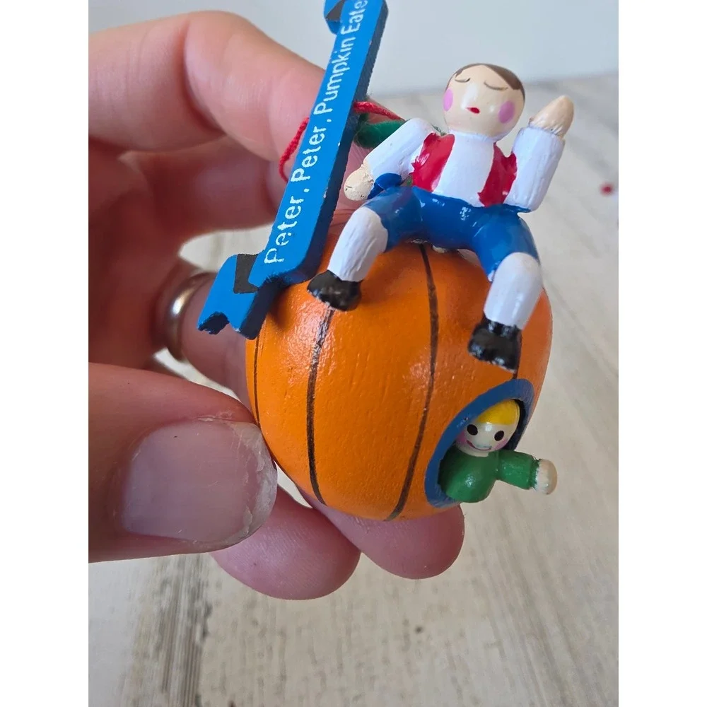 Vintage Midwest Cannon falls wooden Peter pumpkin eater ornament mini Xmas tree